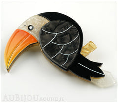 Erstwilder Bird Pin Brooch Terrence Toucan Grey Orange Side