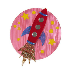 Erstwilder Blast Off Rocket Launch Brooch Pin Front