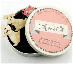 Erstwilder Brooch Double Pin Henry’s Delightful Duo Dog Yellow Box