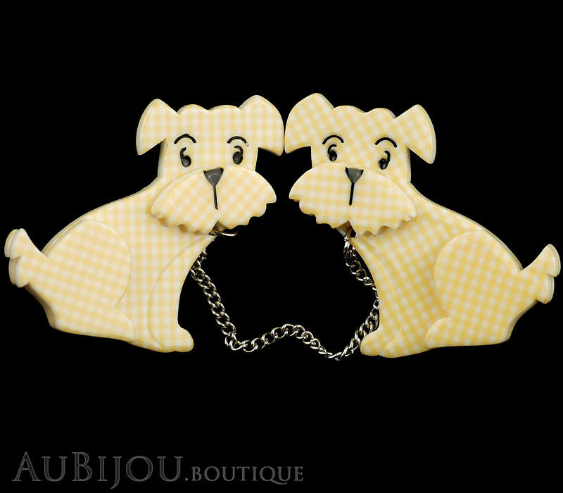 Erstwilder Brooch Double Pin Henry’s Delightful Duo Dog Yellow Gallery
