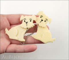 Erstwilder Brooch Double Pin Henry’s Delightful Duo Dog Yellow Model