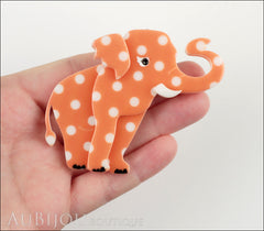 Erstwilder Brooch Pin Alice the Elephant Orange White Polka Dot Model
