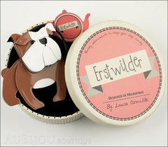 Erstwilder Brooch Pin Boof Bulldog Dog  Chocolate White Box