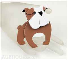 Erstwilder Brooch Pin Boof Bulldog Dog Chocolate White Mannequin