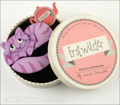 Erstwilder Brooch Pin Cheeky Cheshire Cat Purple Box
