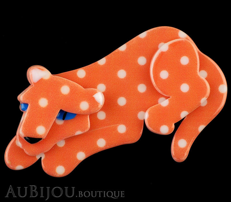 Erstwilder Brooch Pin Chilling Cheetah Orange White Polka Dot Gallery