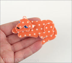 Erstwilder Brooch Pin Chilling Cheetah Orange White Polka Dot Model