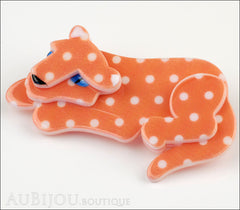 Erstwilder Brooch Pin Chilling Cheetah Orange White Polka Dot Side
