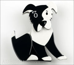 Erstwilder Brooch Pin Coby Collie Dog Black White Front
