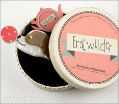 Erstwilder Brooch Pin Coco the Clever Cavalier Seal White Beige Box