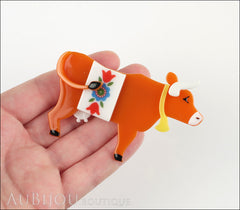 Erstwilder Brooch Pin Daisy Cow Orange Model