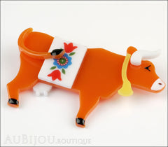 Erstwilder Brooch Pin Daisy Cow Orange Side