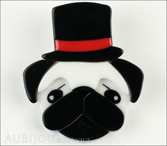 Erstwilder Brooch Pin Don The Dapper Pug Dog White Black Front