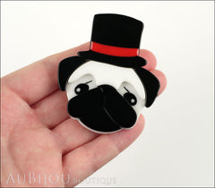 Erstwilder Brooch Pin Don The Dapper Pug Dog White Black Model