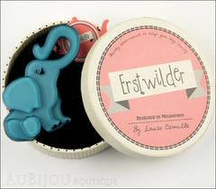 Erstwilder Brooch Pin Eli the Elephant Blue Box