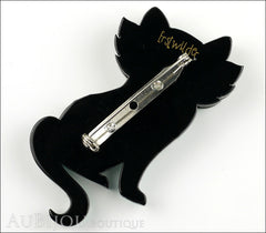 Erstwilder Brooch Pin Elissa the Indie Cat Green White Chevron Back