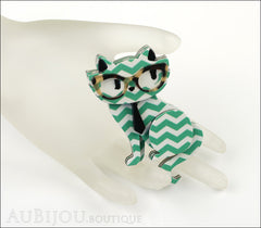 Erstwilder Brooch Pin Elissa the Indie Cat Green White Chevron Mannequin