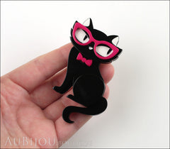 Erstwilder Brooch Pin Elissa the Indie Cat Jet Black Fuchsia Model