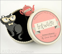 Erstwilder Brooch Pin Elissa the Indie Cat Jet Black Yellow Box
