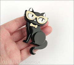 Erstwilder Brooch Pin Elissa the Indie Cat Jet Black Yellow Model