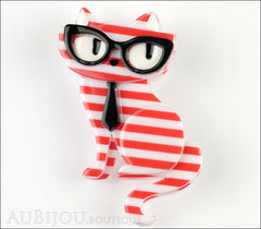 Erstwilder Brooch Pin Elissa the Indie Cat Red White Black Front