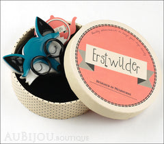 Erstwilder Brooch Pin Emry The Asleep Fox Turquoise Box