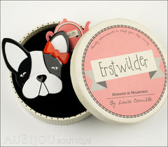 Erstwilder Brooch Pin Felicia French Bulldog Dog White Black Box