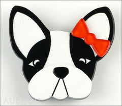 Erstwilder Brooch Pin Felicia French Bulldog Dog White Black Front