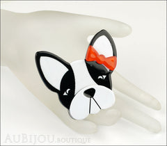 Erstwilder Brooch Pin Felicia French Bulldog Dog White Black Mannequin