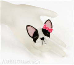 Erstwilder Brooch Pin Felicia French Bulldog Dog White Black Pink Mannequin
