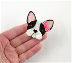 Erstwilder Brooch Pin Felicia French Bulldog Dog White Black Pink Model