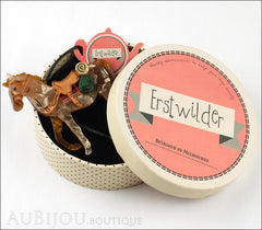 Erstwilder Brooch Pin Giddy Up Horse Peach Amber Box