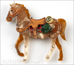 Erstwilder Brooch Pin Giddy Up Horse Peach Amber Front