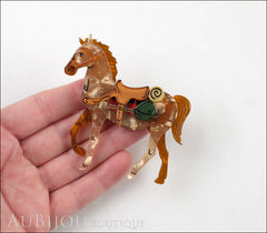Erstwilder Brooch Pin Giddy Up Horse Peach Amber Model