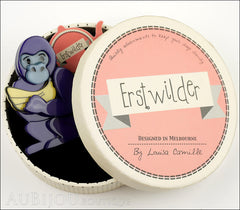 Erstwilder Brooch Pin Giggles The Gorilla Purple Box