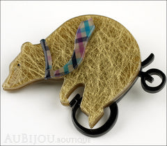 Erstwilder Brooch Pin Grouchy Bear Riding Bicycle Beige Side