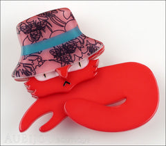 Erstwilder Brooch Pin Inspector Cat Red Pink Front