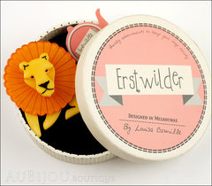 Erstwilder Brooch Pin Len Lion Yellow Orange Box