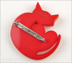 Erstwilder Brooch Pin Linda Love Cat Orange Red Back