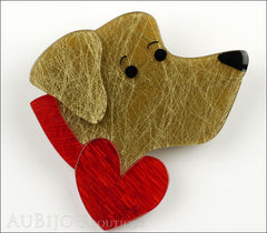 Erstwilder Brooch Pin Longing Larry Labrador Dog Beige Red Front