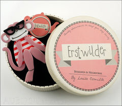 Erstwilder Brooch Pin Moe The Monkey Lover Light Violet Box