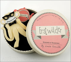 Erstwilder Brooch Pin Moe The Monkey Lover Yellow Box