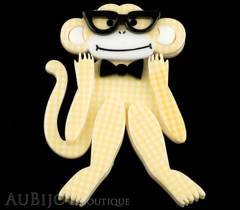 Erstwilder Brooch Pin Moe The Monkey Lover Yellow Gallery