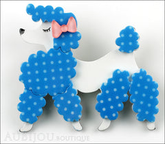 Erstwilder Brooch Pin Paige the Prancing Poodle Blue White Front