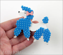 Erstwilder Brooch Pin Paige the Prancing Poodle Blue White Model