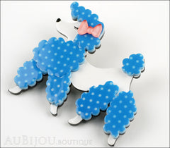 Erstwilder Brooch Pin Paige the Prancing Poodle Blue White Side