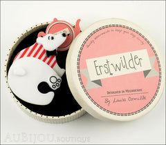 Erstwilder Brooch Pin Paulo the Polar Bear White Red Box