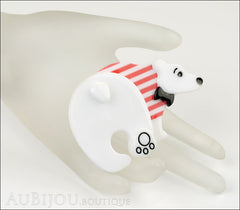 Erstwilder Brooch Pin Paulo the Polar Bear White Red Mannequin