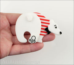 Erstwilder Brooch Pin Paulo the Polar Bear White Red Model