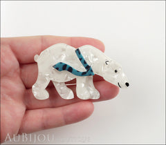 Erstwilder Brooch Pin Pav The Polar Bear Pearly White Blue Model